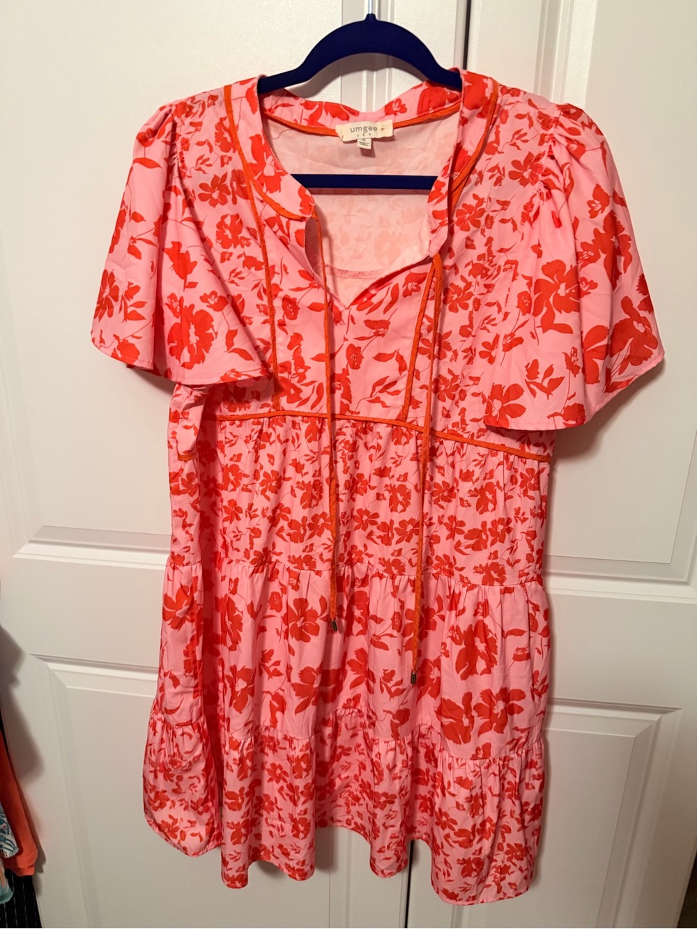 Umgee Women’s ' Pink & Coral Floral Tiered Dress